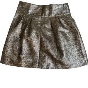 213 Industry Women Size M Gold Silver Metallic Evening Pleated Skirt Zipper NWT